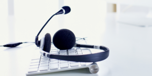 Headset on keyboard