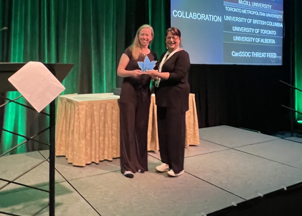Jill Kowalchuk accepting the Collaboration Award.