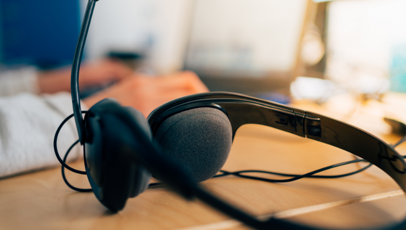 Headset on work desk