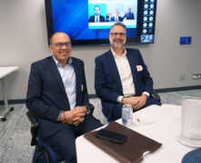 Bo Wandschneider and Isaac Straley at the Securing our future: Bridging the Cyber Security Talent Gap event.