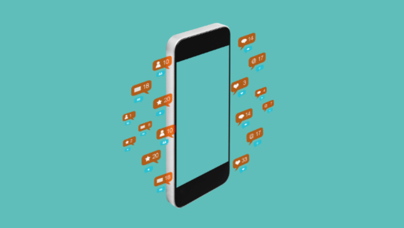 A mobile phone receiving lots of messages.