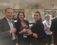 Attendees socializing at the lobby in the Carlu.