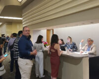 Registration desk at the awards gala in the Carlu.