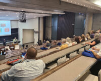 Participants attending a breakout session at the Bahen Centre for Information Technology.