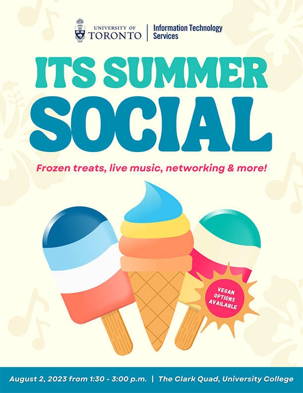 A yellow and blue event poster featuring colourful popsicles and ice cream