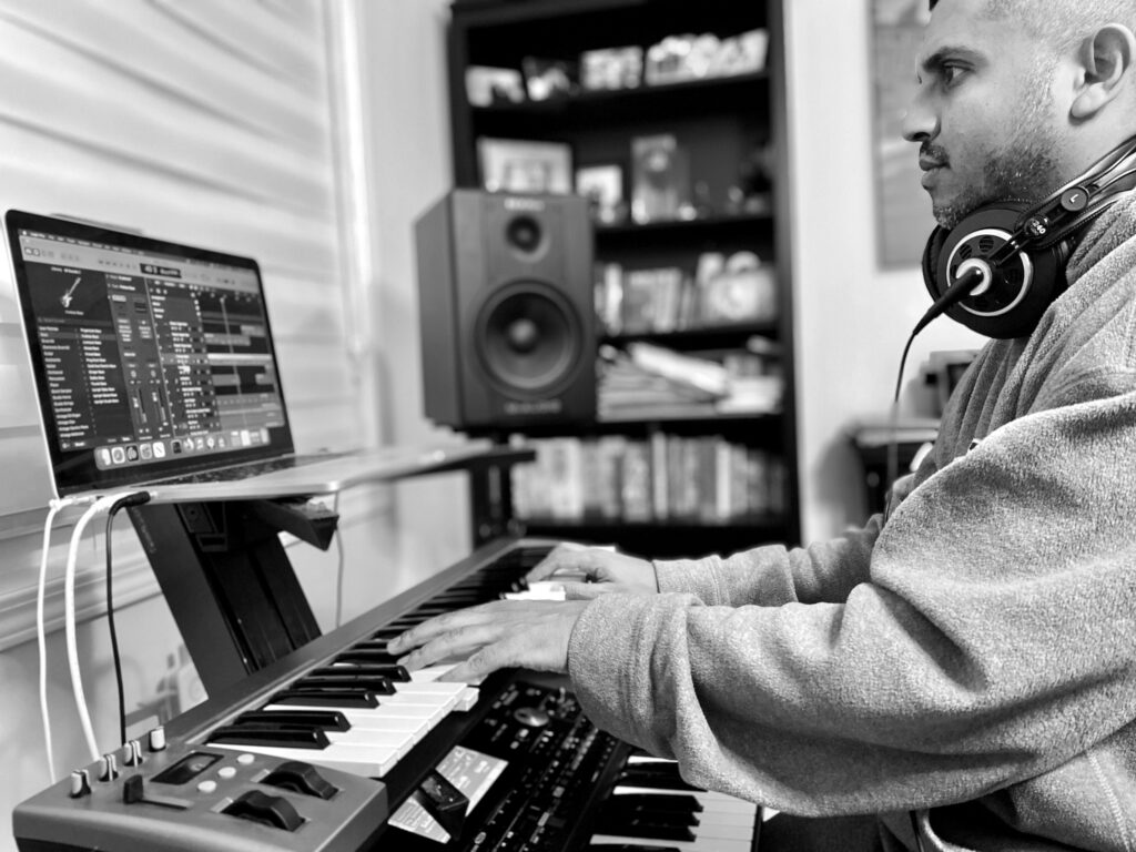 Steven Rupchand using a keyboard