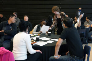 Laurie Harrison working with participants during the interactive exercise.