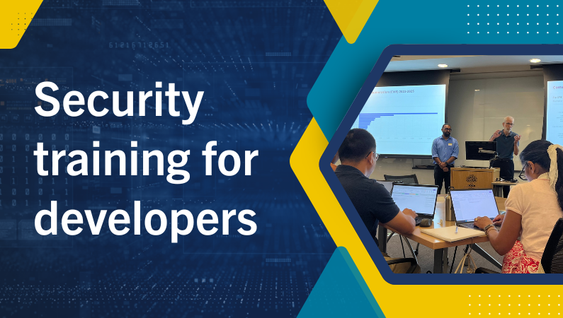Security training session with a group of developers.